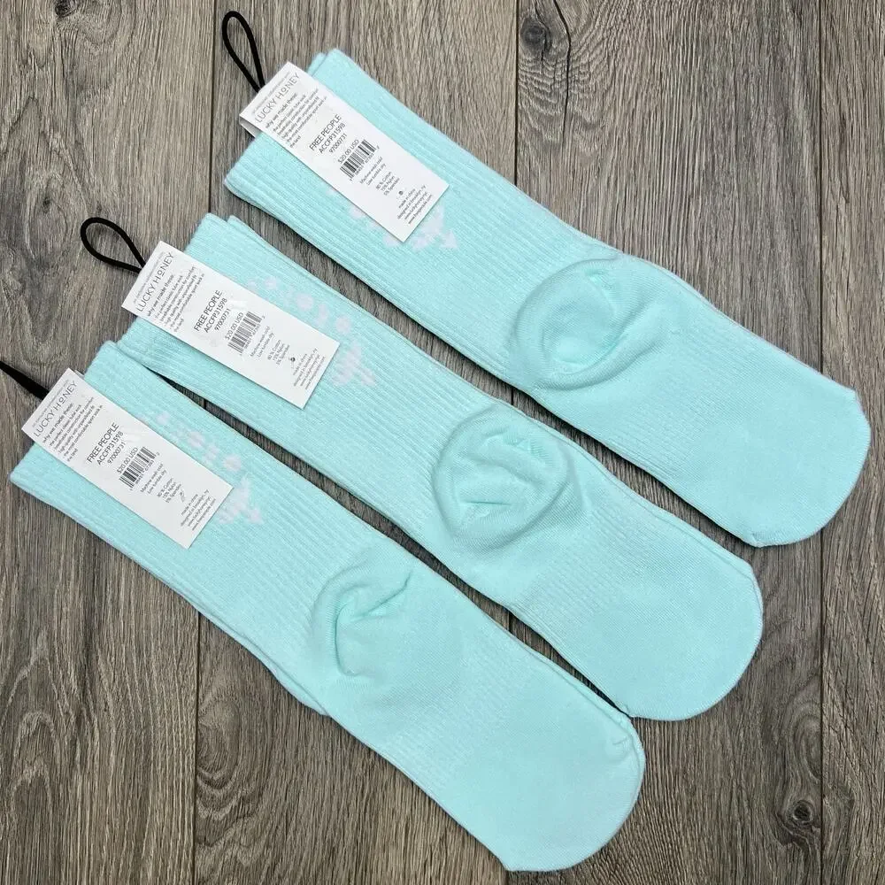 3 Pack Free People Movement Last Lap Tube Socks White Pistachio One Size
